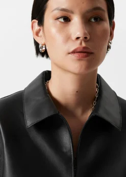 Online & Other Stories Mini-robe En Cuir Zippée Noir