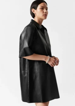 Online & Other Stories Mini-robe En Cuir Zippée Noir