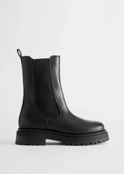 Fashion & Other Stories Épaisses Bottes En Cuir Chelsea Noir