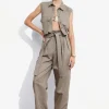 Flash Sale & Other Stories Pantalon à Fronces En Lin Mélangé Taupe