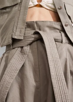 Flash Sale & Other Stories Pantalon à Fronces En Lin Mélangé Taupe
