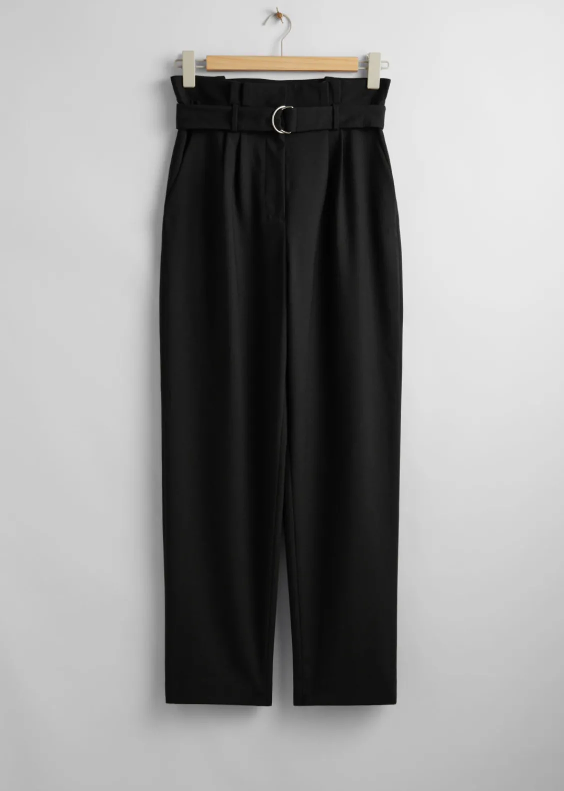 New & Other Stories Pantalon à Taille Haute Froncée Noir