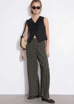 Outlet & Other Stories Pantalon Ample En Tissu Imprimé Imprimé floral noir/blanc