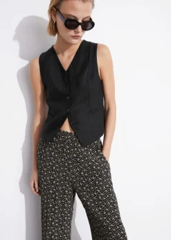 Outlet & Other Stories Pantalon Ample En Tissu Imprimé Imprimé floral noir/blanc