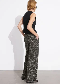 Outlet & Other Stories Pantalon Ample En Tissu Imprimé Imprimé floral noir/blanc