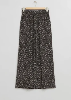 Outlet & Other Stories Pantalon Ample En Tissu Imprimé Imprimé floral noir/blanc