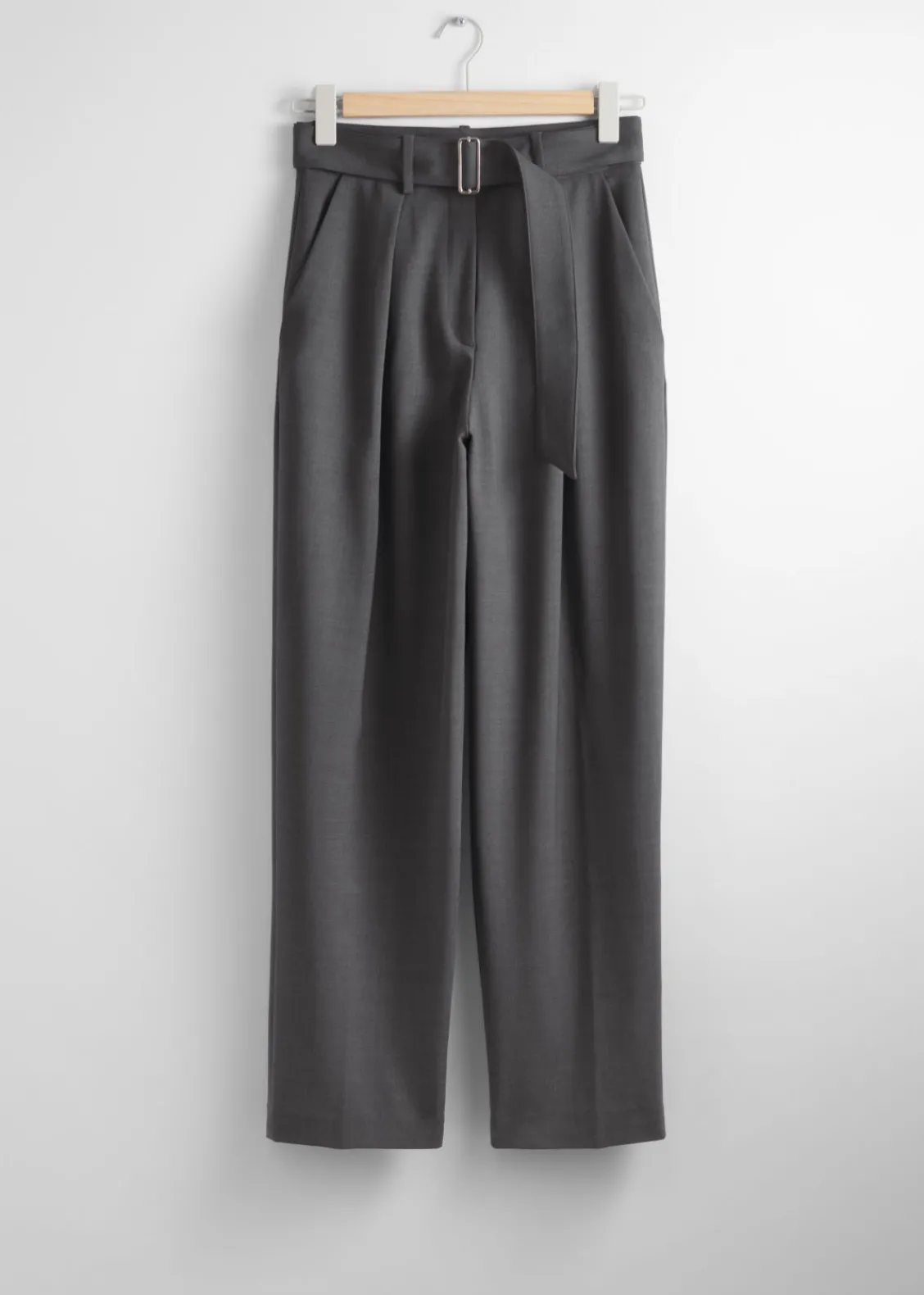 Flash Sale & Other Stories Pantalon Habillé Ceinturé Gris