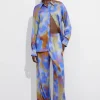 Best & Other Stories Pantalon Imprimé En Satin Imprimé bleu