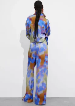 Best & Other Stories Pantalon Imprimé En Satin Imprimé bleu