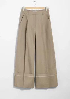 Best & Other Stories Pantalon Large à Revers Taupe
