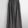 Store & Other Stories Pantalon Large à Taille Haute Gris