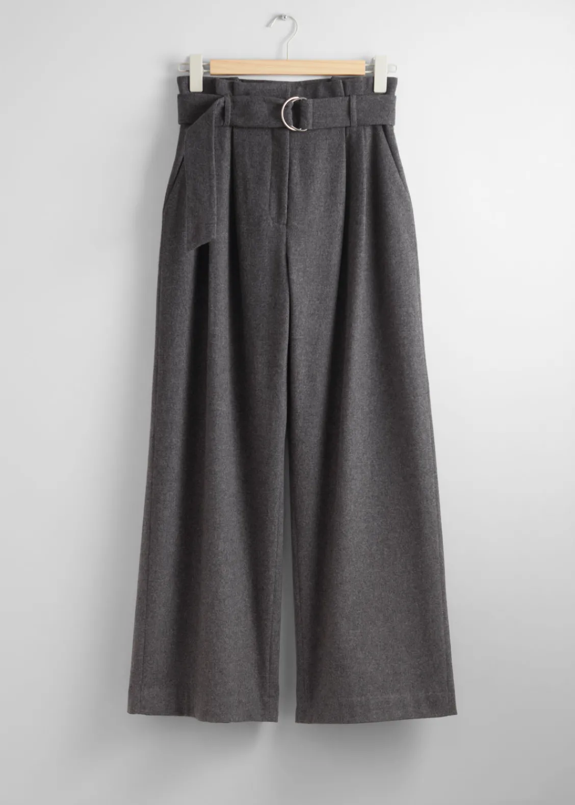 Store & Other Stories Pantalon Large à Taille Haute Gris