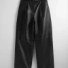 Clearance & Other Stories Pantalon Large En Cuir Noir