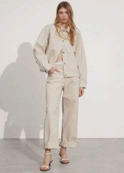 Cheap & Other Stories Pantalon Large Texturé Couleur crème