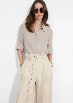 Outlet & Other Stories Pantalon Taille Haute Froncée à Ceinture à œillets