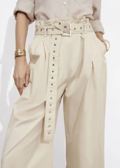 Outlet & Other Stories Pantalon Taille Haute Froncée à Ceinture à œillets