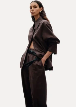 Store & Other Stories Pantalon Tailleur En Soie Mélangée Marron Clair
