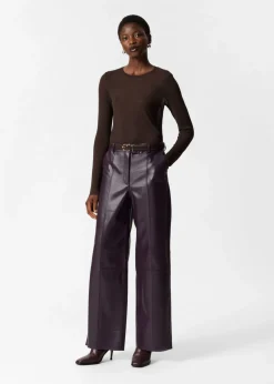 Clearance & Other Stories Pantalons En Cuir Violet foncé