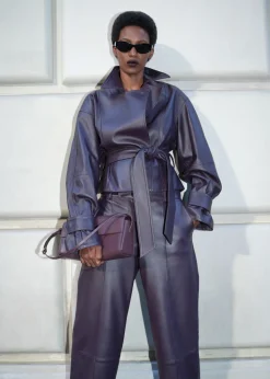 Clearance & Other Stories Pantalons En Cuir Violet foncé