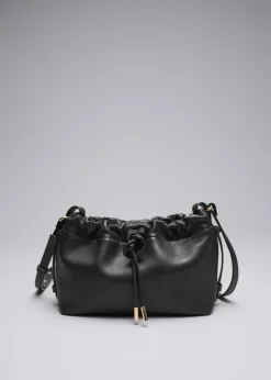 Discount & Other Stories Petit Sac Porté épaule En Cuir à Cordon De Serrage Noir