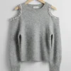 Sale & Other Stories Pull En Maille à Découpes Gris chiné