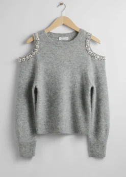 Sale & Other Stories Pull En Maille à Découpes Gris chiné