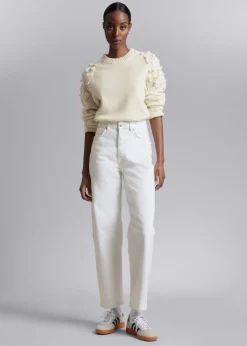 Best & Other Stories Pull En Maille Aux Motifs Floraux Appliqués Blanc