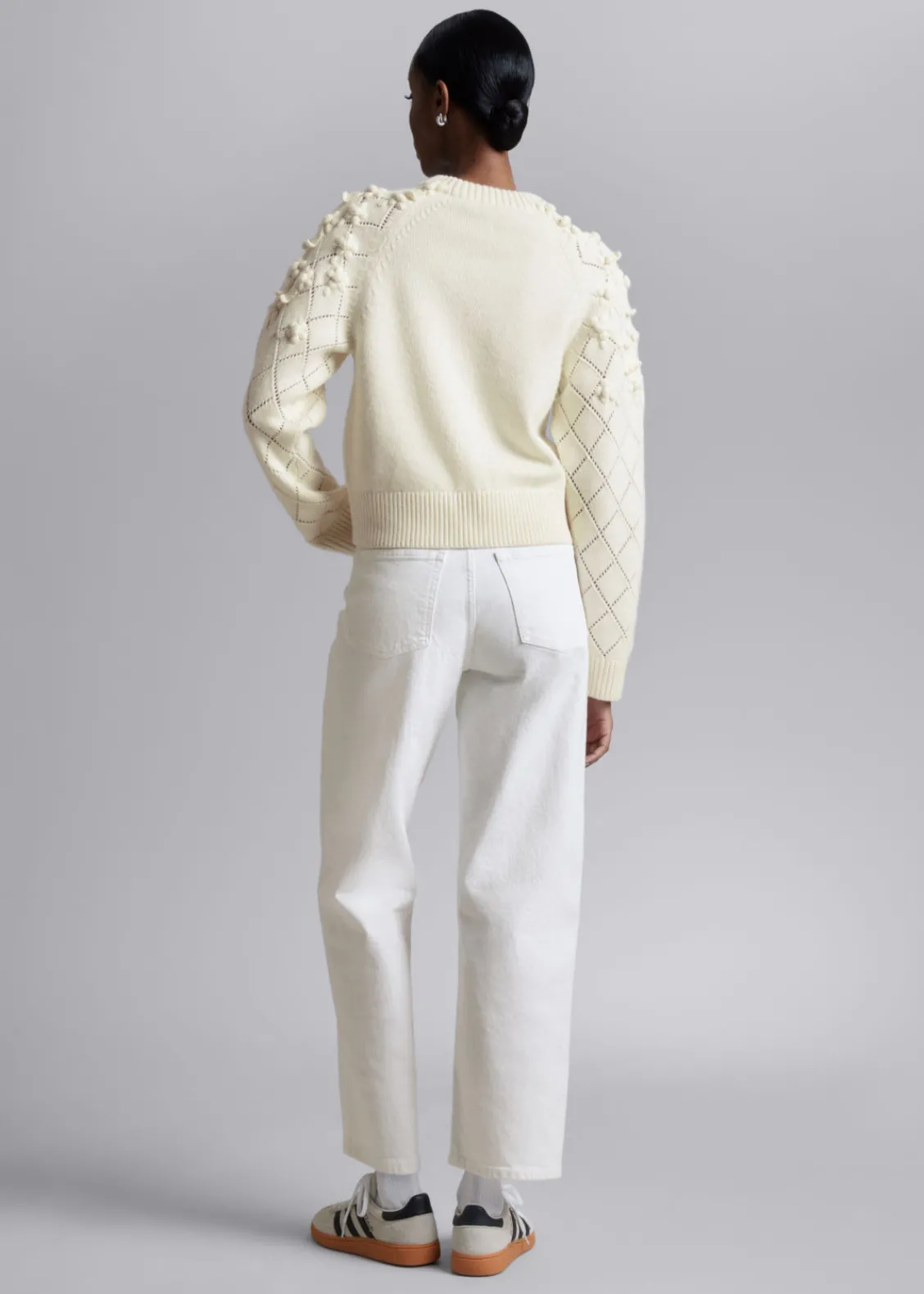 Best & Other Stories Pull En Maille Aux Motifs Floraux Appliqués Blanc