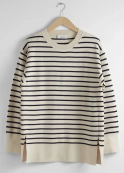 Discount & Other Stories Pull Rayé Bleu marine/Blanc