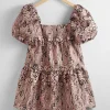 Cheap & Other Stories Robe Courte à Manches Bouffantes Rose/Noir
