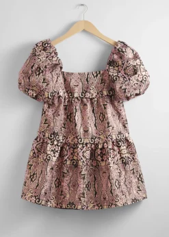 Cheap & Other Stories Robe Courte à Manches Bouffantes Rose/Noir