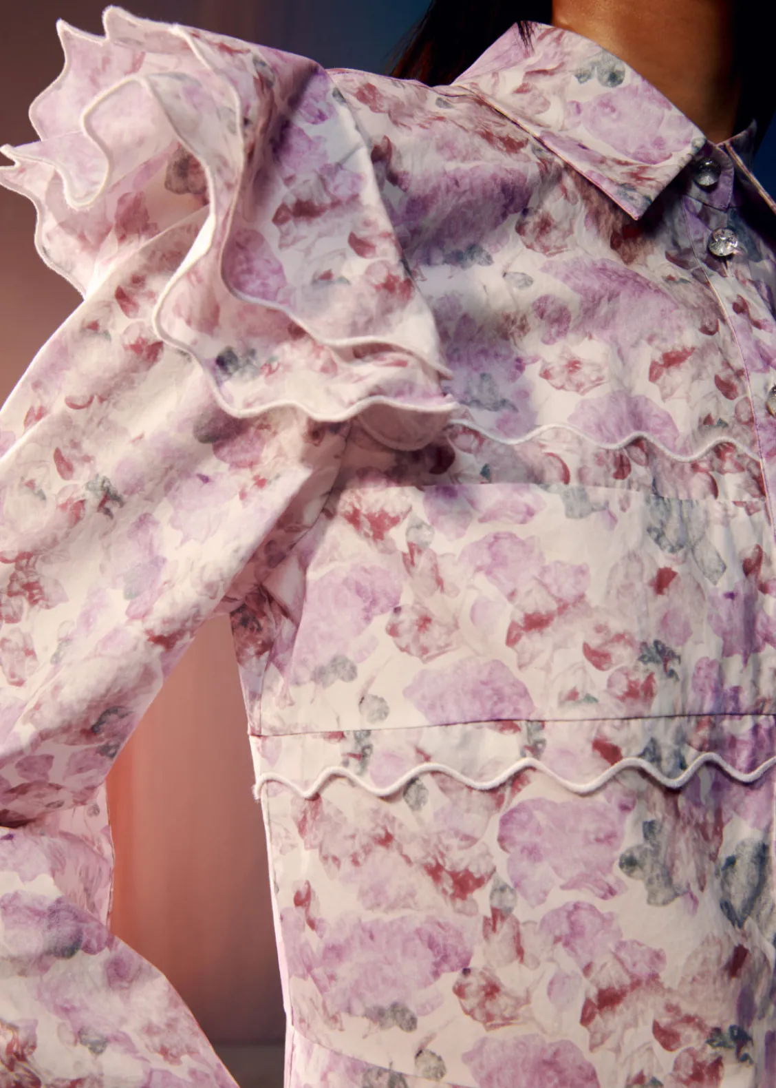 Clearance & Other Stories Robe Courte à Volants Sur Plusieurs Niveaux Motifs fleuris roses