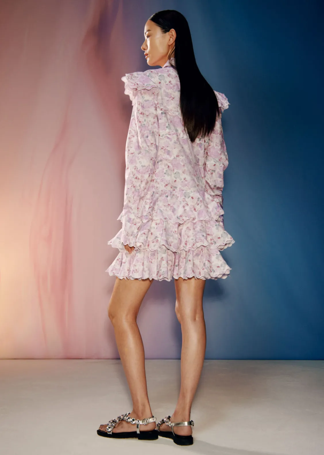 Clearance & Other Stories Robe Courte à Volants Sur Plusieurs Niveaux Motifs fleuris roses