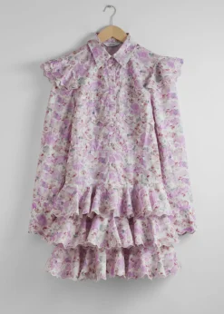 Clearance & Other Stories Robe Courte à Volants Sur Plusieurs Niveaux Motifs fleuris roses
