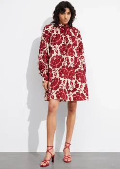 New & Other Stories Robe Courte Avec Lien à L’encolure Motif fleuri rouge