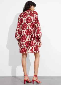 New & Other Stories Robe Courte Avec Lien à L’encolure Motif fleuri rouge