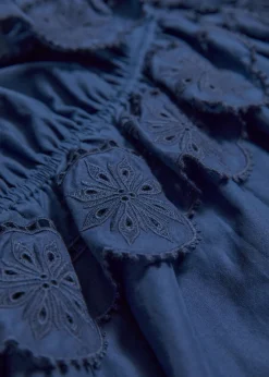 Clearance & Other Stories Robe Courte Brodée à Bretelles Bleu foncé