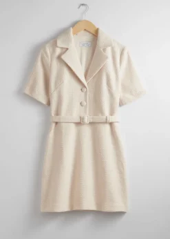 Flash Sale & Other Stories Robe Courte Ceinturée En Tweed Couleur crème