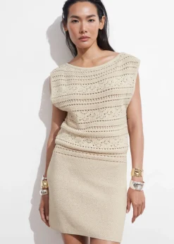 Store & Other Stories Robe Courte Crochetée Beige