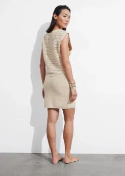Store & Other Stories Robe Courte Crochetée Beige