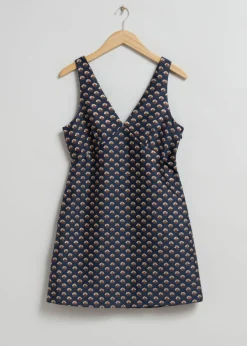 Fashion & Other Stories Robe Courte En Jacquard Jacquard bleu foncé