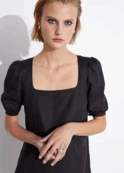 Fashion & Other Stories Robe Courte En Lin Noir