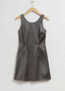 Best & Other Stories Robe Courte En Satin Gris poudré