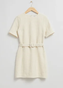 New & Other Stories Robe Courte En Tweed Avec Ceinture