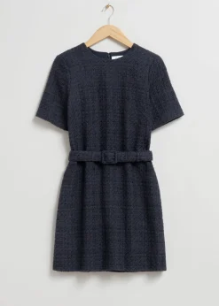New & Other Stories Robe Courte En Tweed Avec Ceinture