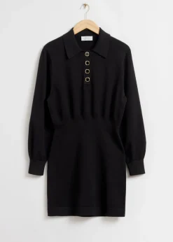 Cheap & Other Stories Robe Courte Polo En Maille Noir