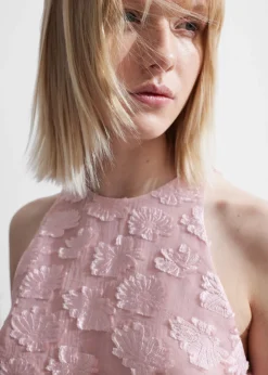 New & Other Stories Robe Courte Sans Manches En Jacquard Rose