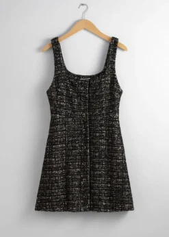 Store & Other Stories Robe Courte Sans Manches En Tweed Tweed noir
