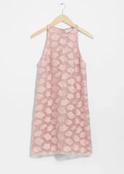 New & Other Stories Robe Courte Sans Manches En Jacquard Rose