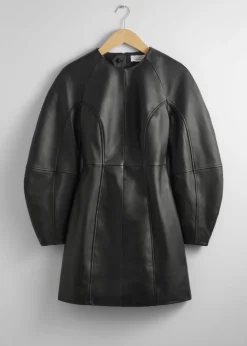 Clearance & Other Stories Robe Courte Sculpturale En Cuir Noir